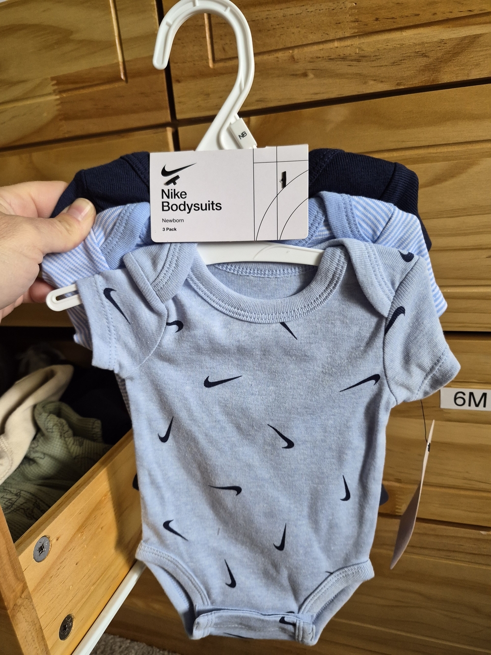 Nike Baby Bodysuit 3-Pack - Light Blue with Navy Swoosh